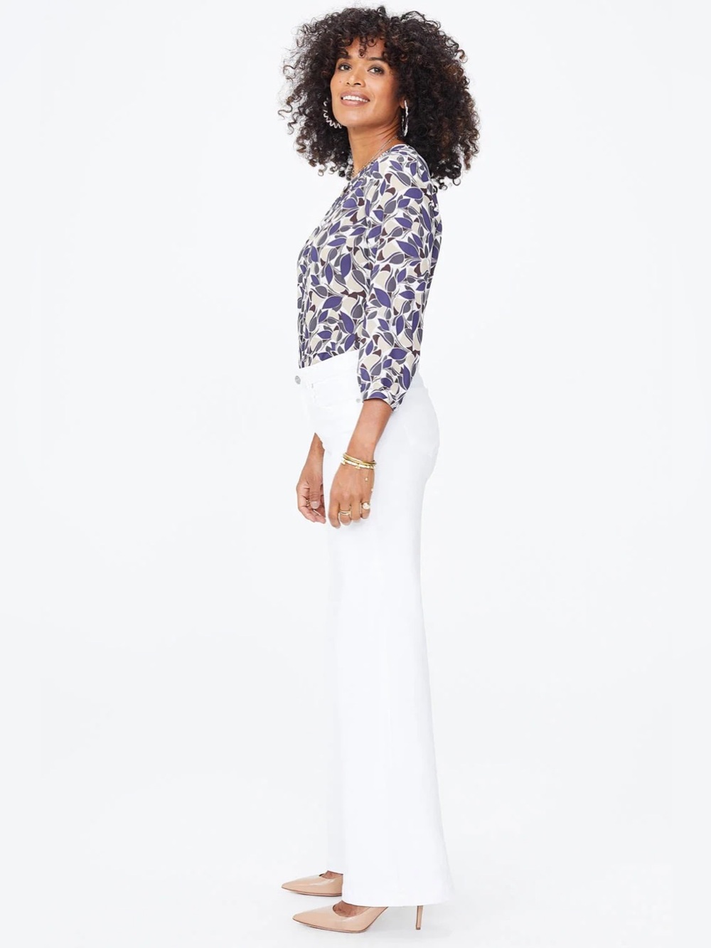 NYDJ Wide Leg Trouser Jeans with clean hem in Optic White size 0